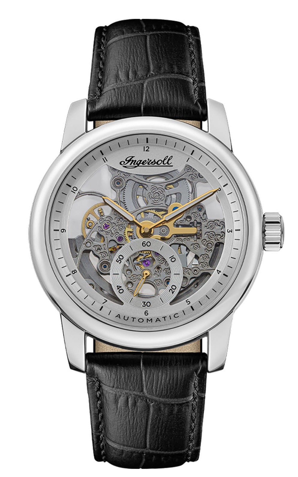 Ingersoll Automatic Silver Dial and Black Leather Strap With Lifetime Warranty Analog Watch - For Gents I11002