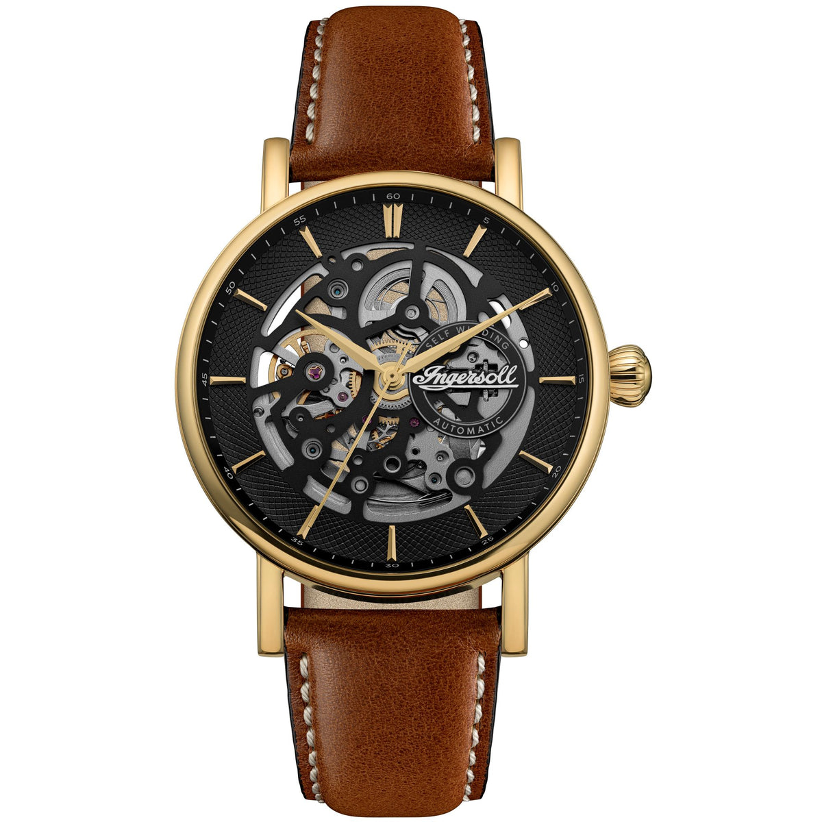 Ingersoll The Prince Automatic Black Skeleton Dial With Lifetime Warranty Analog Watch - For Gents I18503