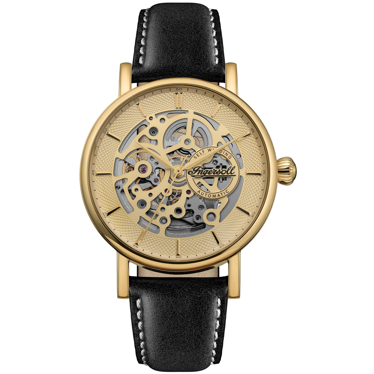 Ingersoll The Prince Automatic Black Skeleton Dial With Lifetime Warranty Analog Watch - For Gents I18504