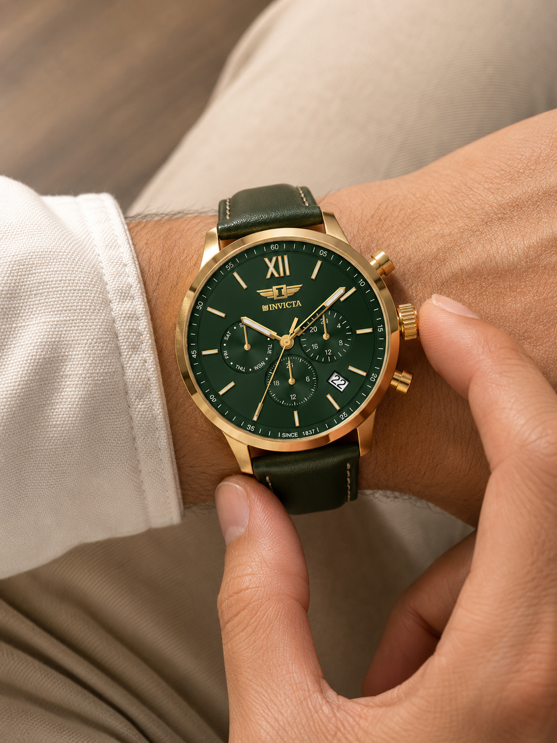 I-By Invicta Quartz Green Dial Analog Watch For Gents - IBI26009
