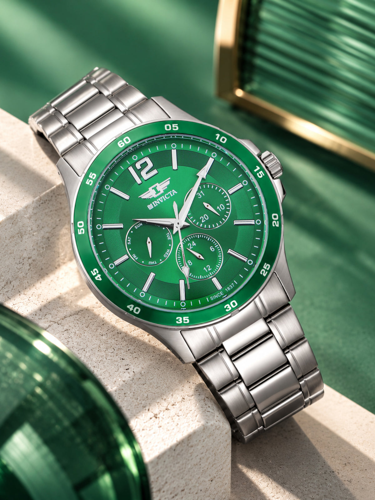 I-By Invicta Quartz Green Dial Analog Watch For Gents - IBI26027