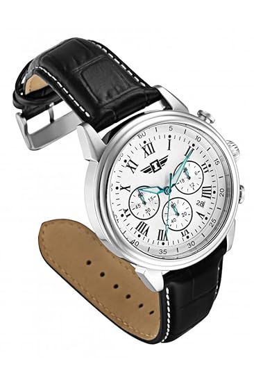 Invicta Leather Chronograph White Dial Analog Watch for Men - Ibi90242-002, Black Band