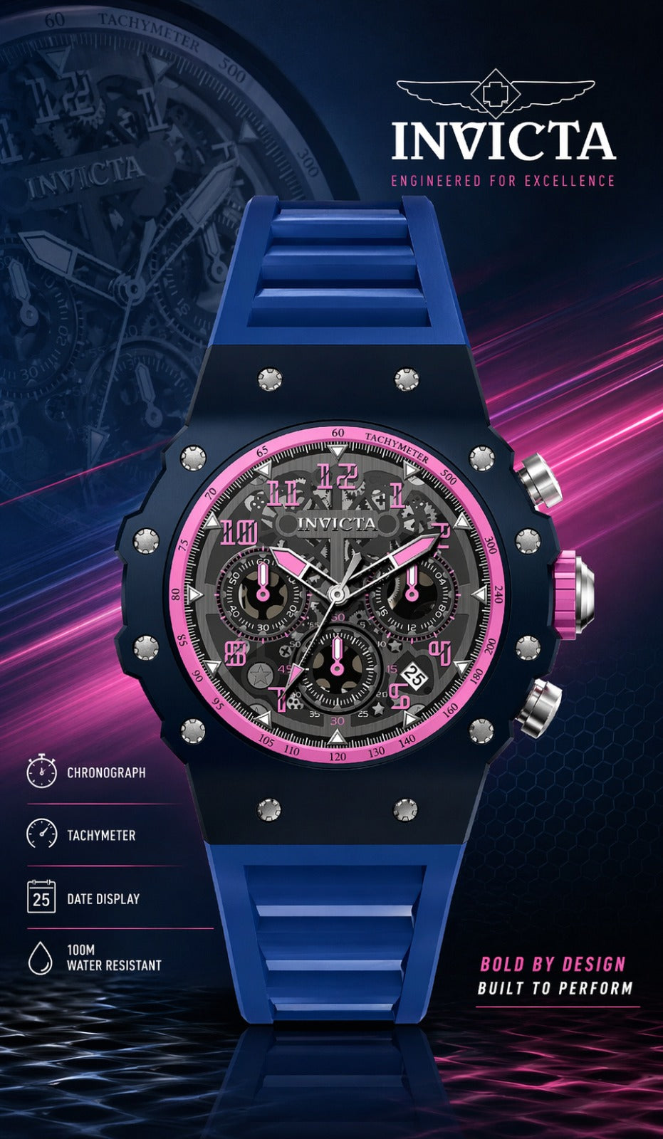 Invicta Racing Quartz Silver Dial Analog Watch For Gents - 69656