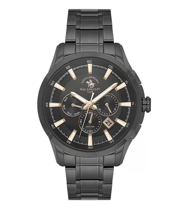 Santa Barbara Polo & Racquet Club Quartz Black Dial Watch For - Gents SB.1.10674-5