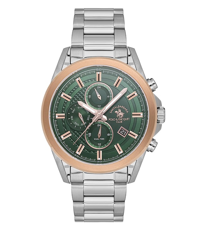 SANTA BARBARA POLO & RACQUET CLUB Quartz JP15-00Y Movement Green Dial Analouge Watch For- Gents SB.1.10675-4