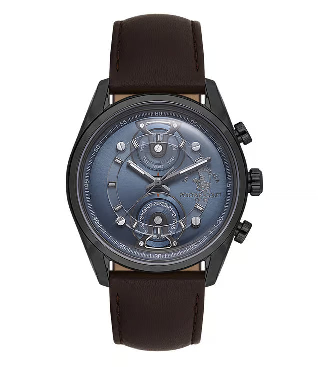 SANTA BARBARA POLO & RACQUET CLUB Quartz VX9PE1 Movement Blue Dial Analouge Watch For- Gents SB.1.10667-4