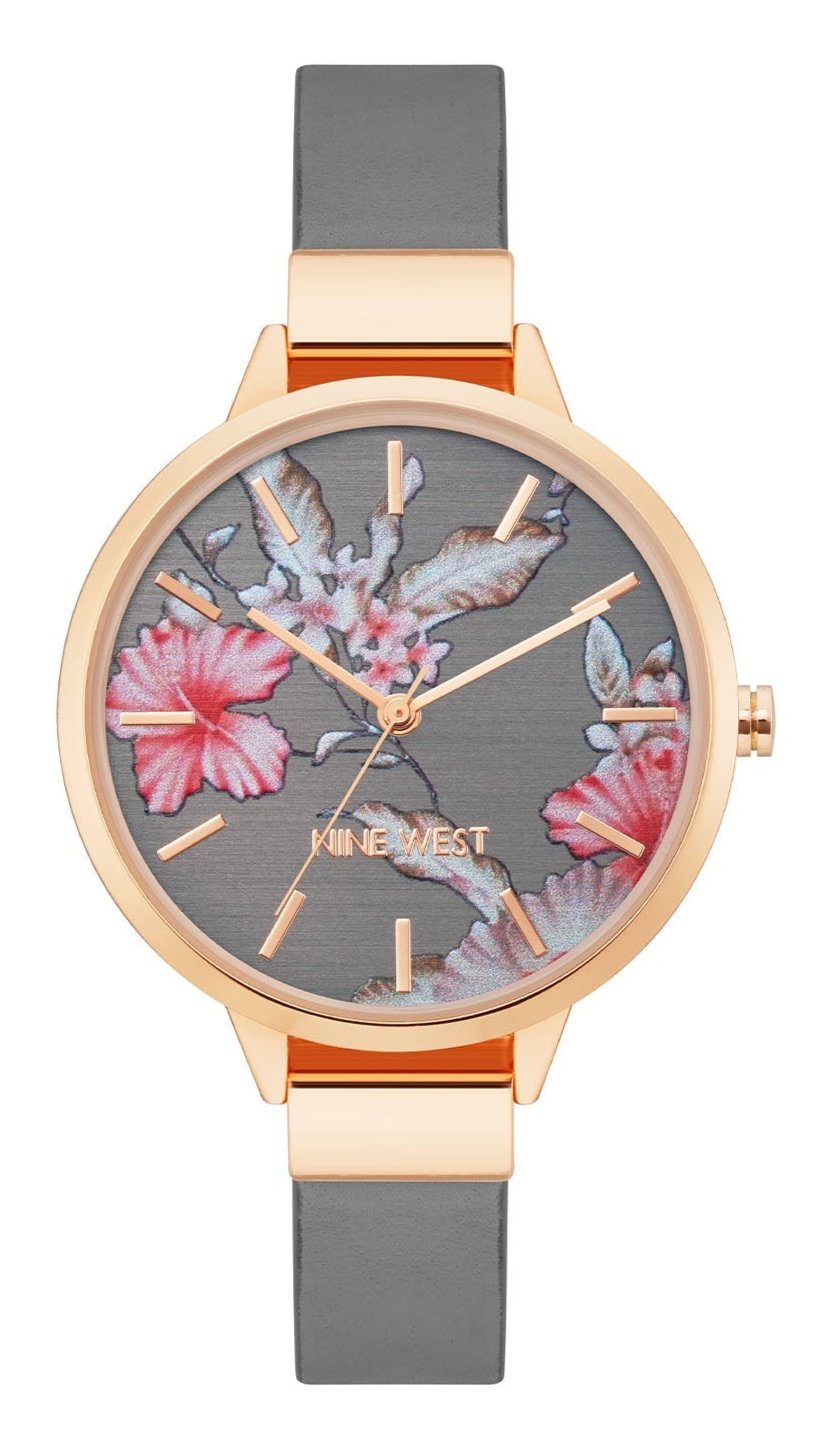 Nine West Grey w/flower pattern Dial Analog Watch For - Ladies NW-2044FLGY