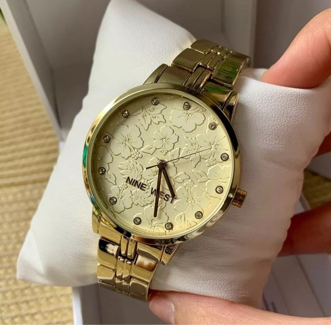 Nine West Gold Dial Analog Watch For - Ladies NW-2646CHGB
