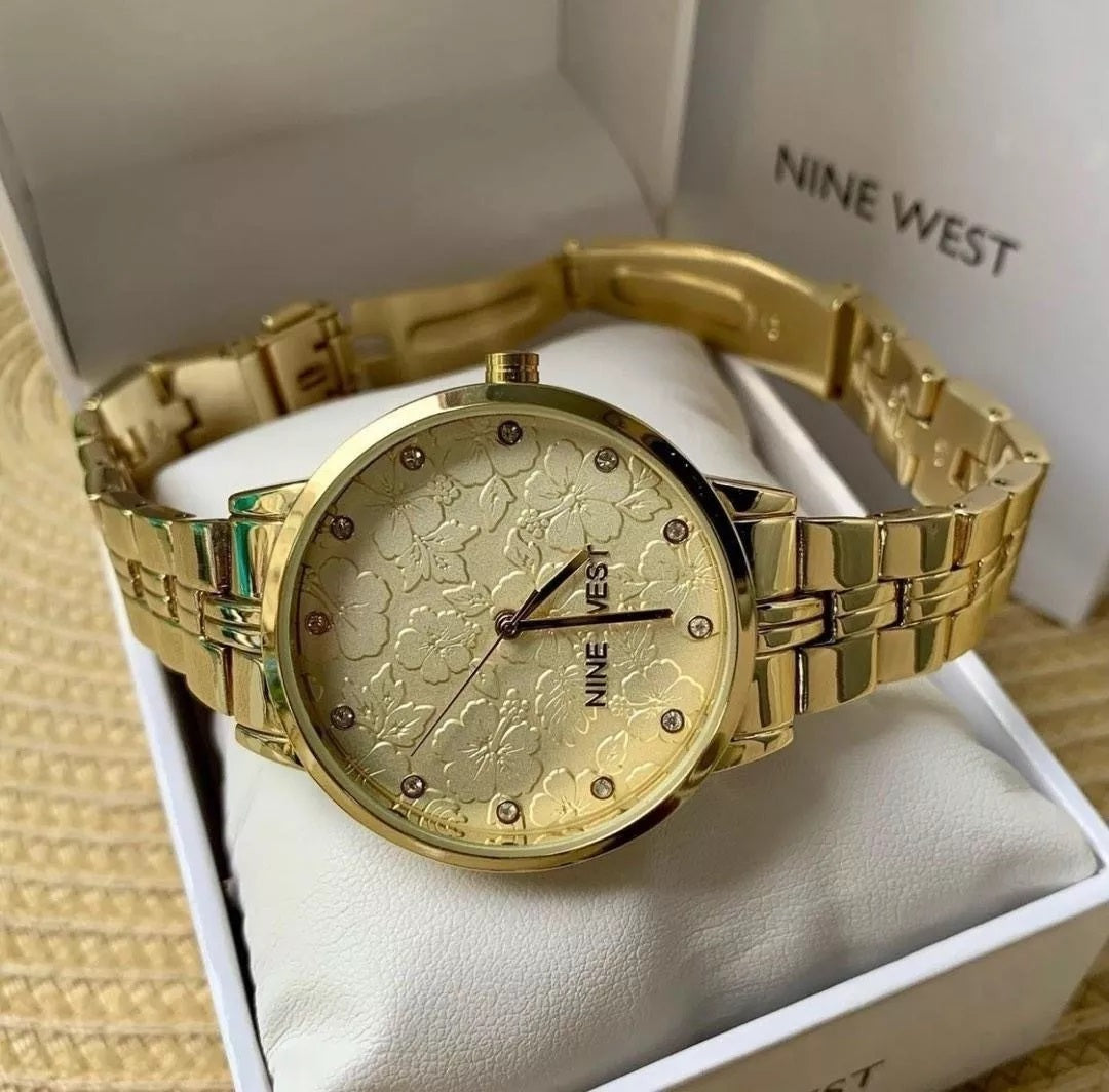 Nine West Gold Dial Analog Watch For - Ladies NW-2646CHGB