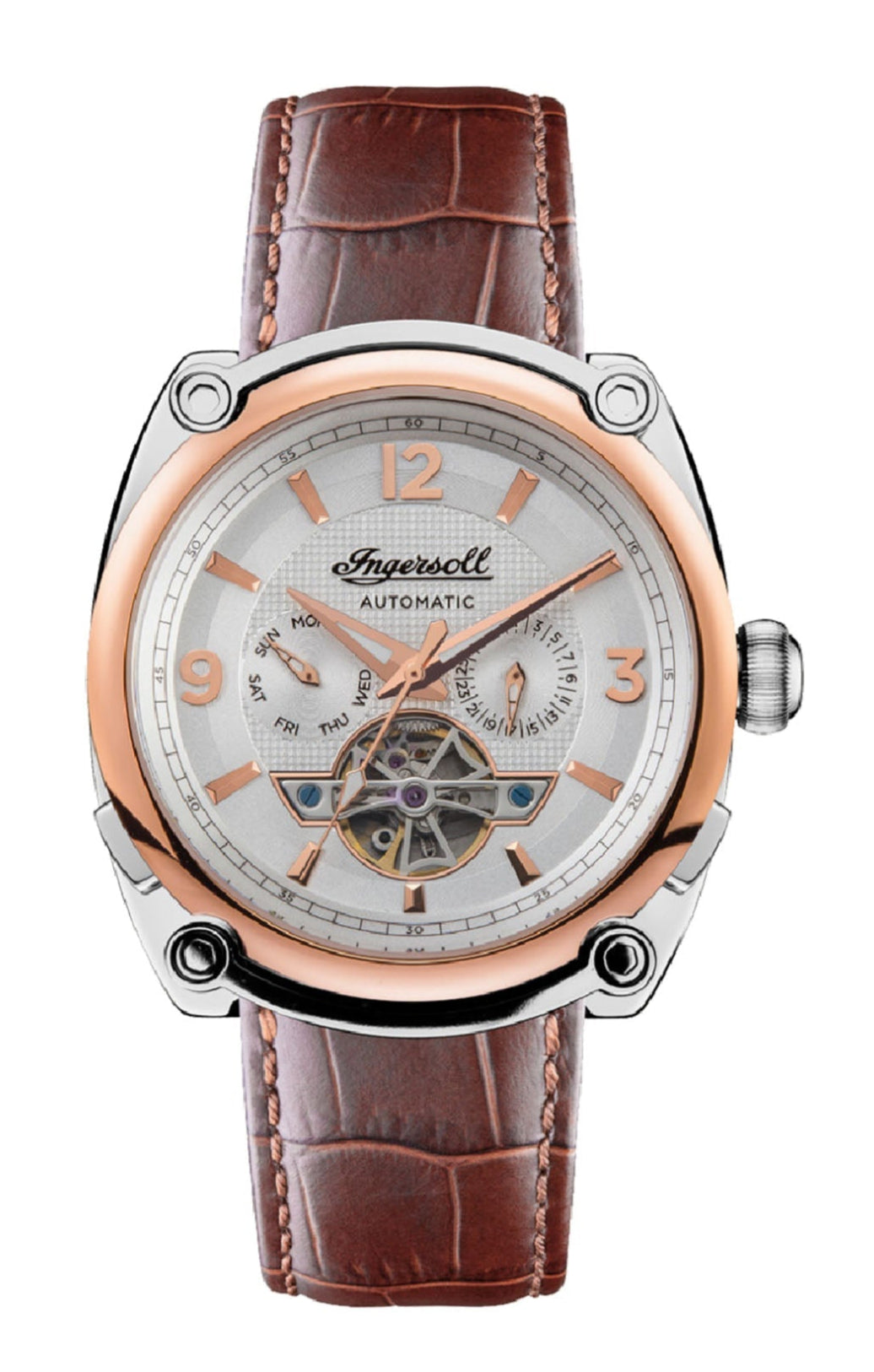 Ingersoll The Michigan Automatic Mens Watch with White Dial and Brown Leather Strap - I01103B