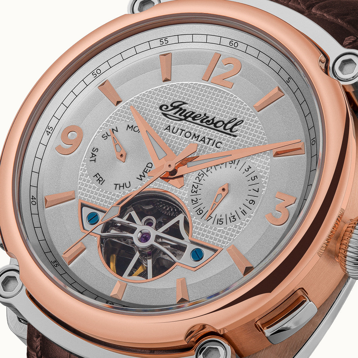 Ingersoll The Michigan Automatic Mens Watch with White Dial and Brown Leather Strap - I01103B