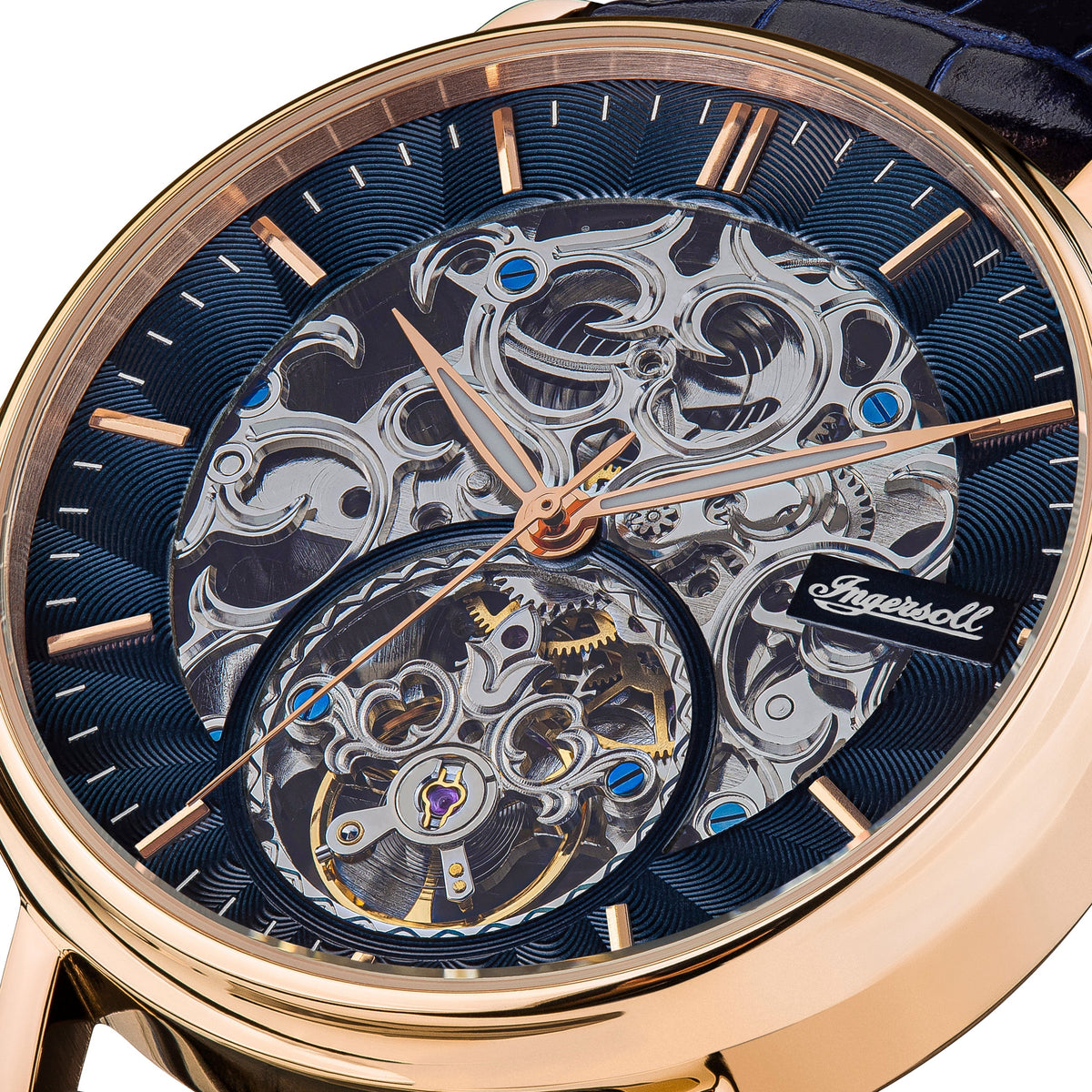 Ingersoll Automatic Blue Skeleton Dial With Lifetime Warranty Analog Watch - For Gents I05808