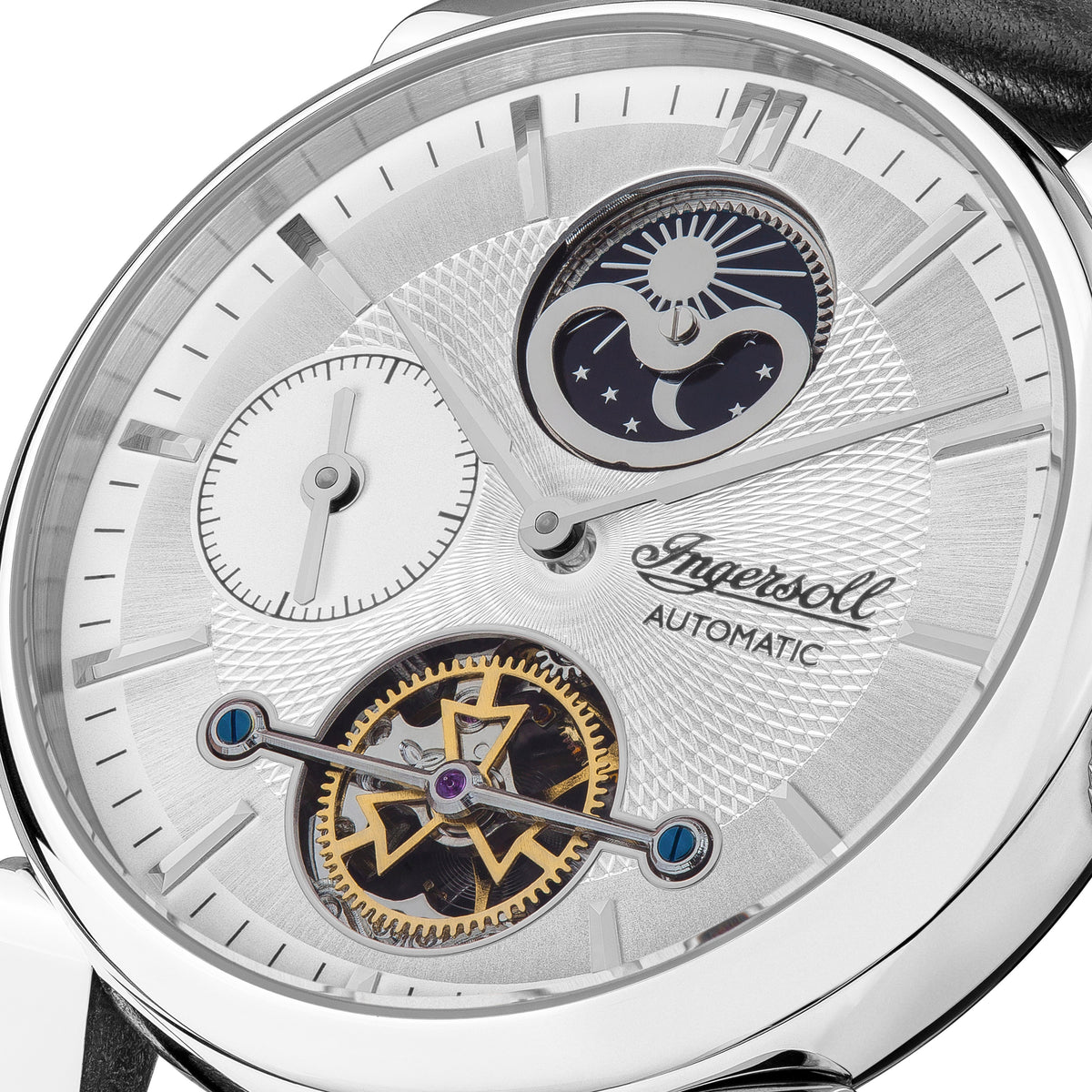 Ingersoll Automatic Silver Dial and Black Leather Strap With Lifetime Warranty Analog Watch - I07504