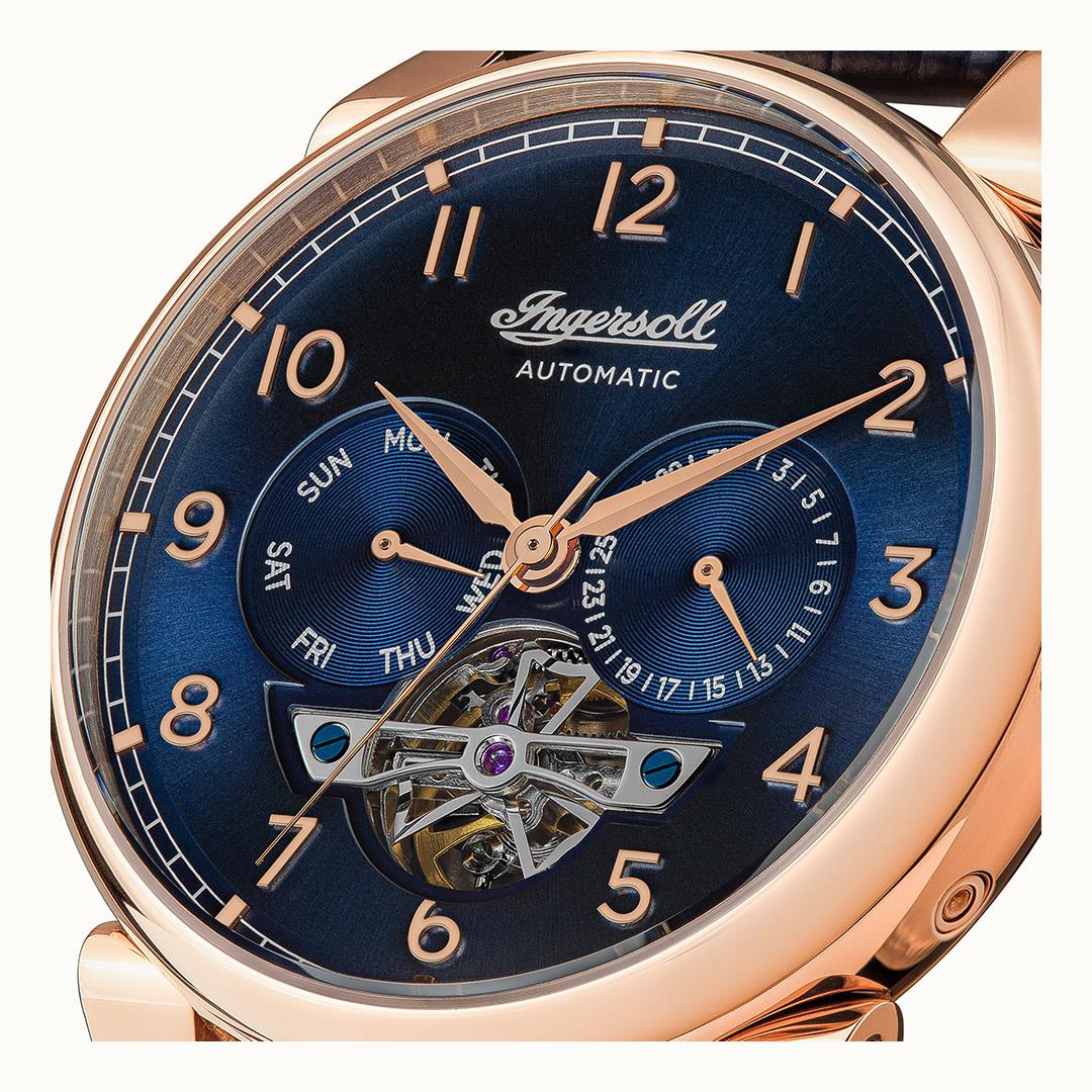 Ingersoll Automatic Blue Skeleton Dial With Lifetime Warranty Analog Watch - For Gents I12702