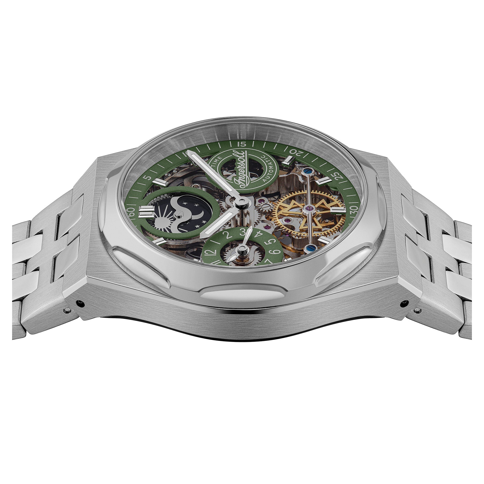 Ingersoll Automatic Green Skeleton Dial With Lifetime Warranty Analog Watch - For Gents I12905
