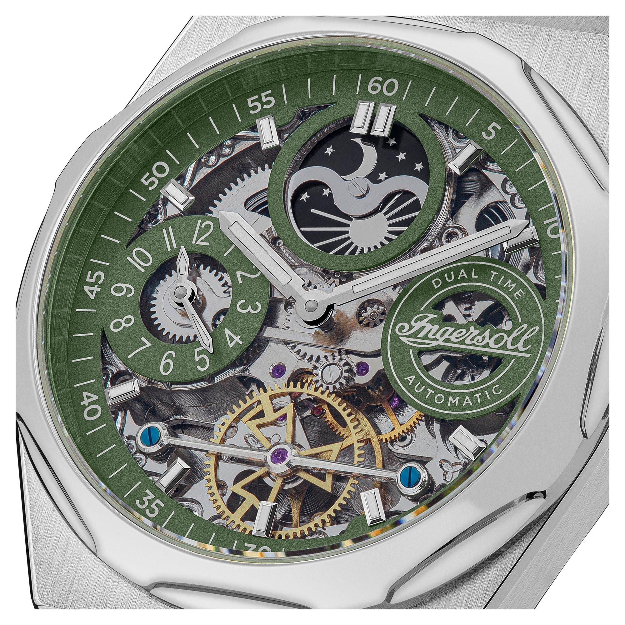 Ingersoll Automatic Green Skeleton Dial With Lifetime Warranty Analog Watch - For Gents I12905