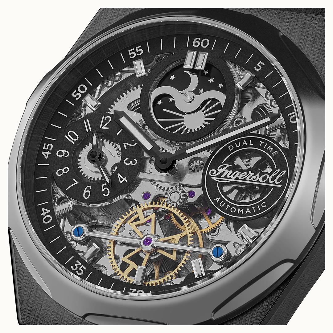 Ingersoll Automatic Black Skeleton Dial Analog Mens Watch - I12908