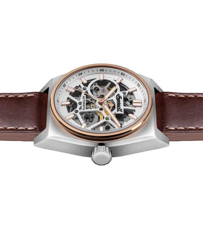Ingersoll Automatic White Skeleton Dial With Lifetime Warranty Analog Watch - For Gents I14302