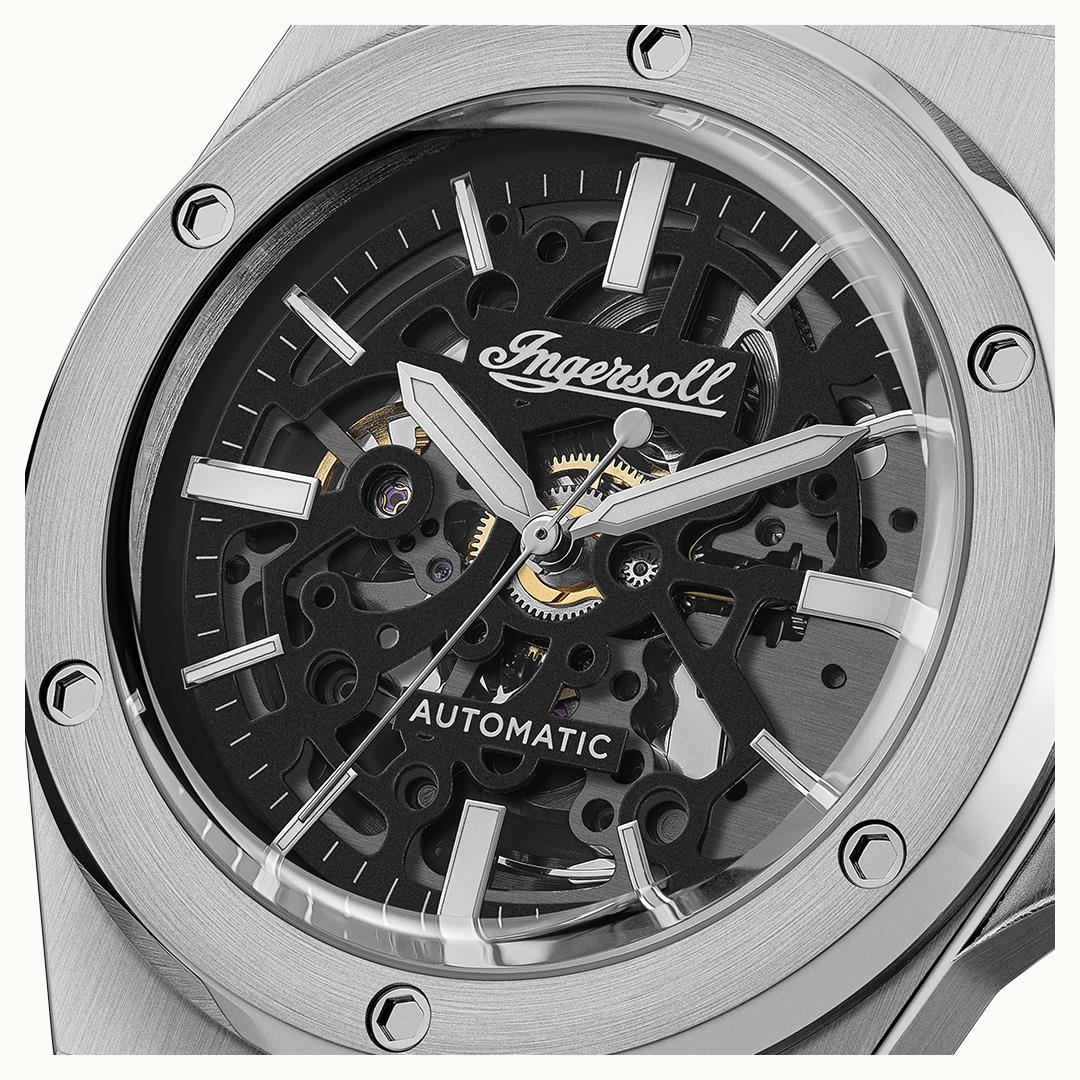 Ingersoll The Baller Automatic Black Skeleton Dial With Lifetime Warranty Analog Watch - For Gents I15002