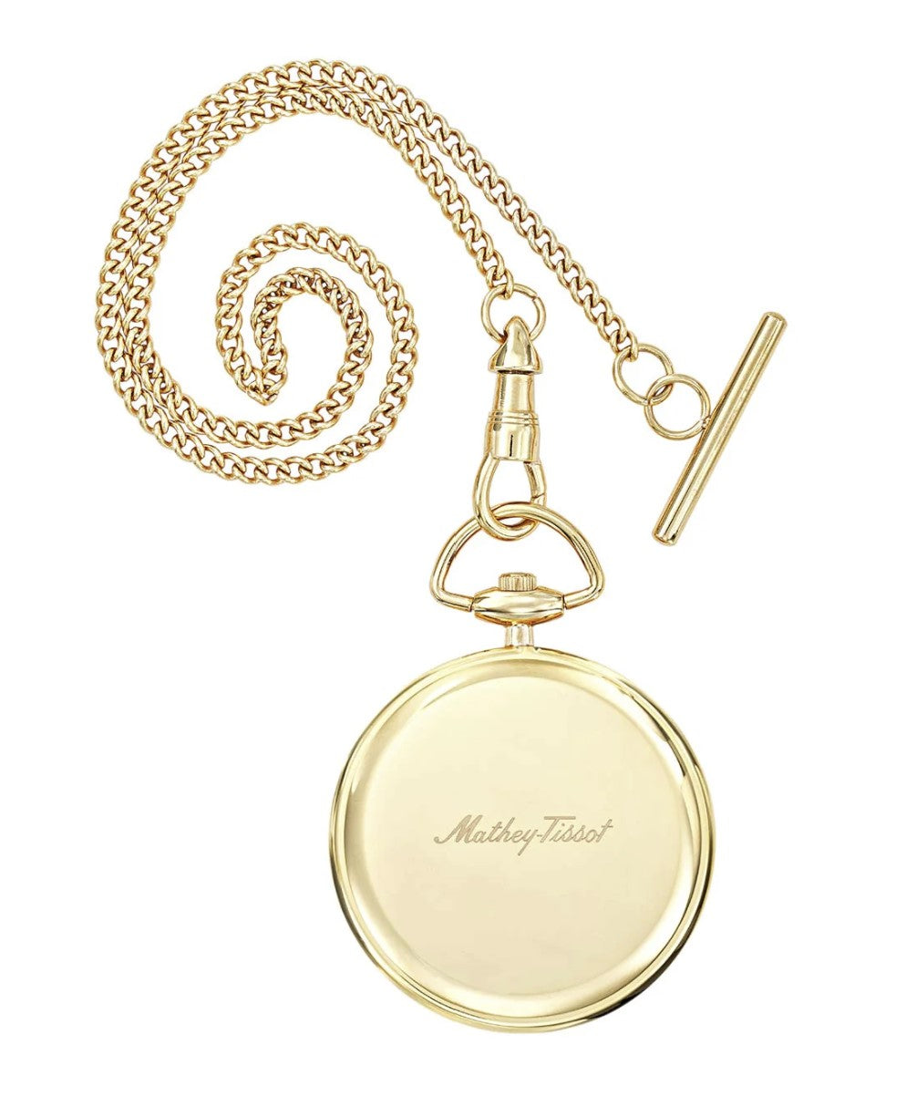 Mathey-Tissot Swiss Made White Dial With Golden Chain Unisex Pocket Watch - P2PI