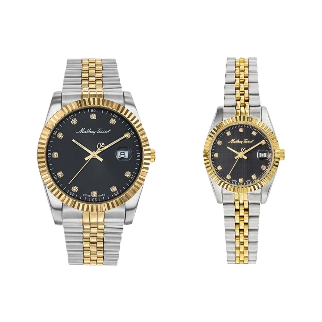 Mathey Tissot Swiss Made Quartz Mathy II Black Dial Analog Couples Watches - P710BN