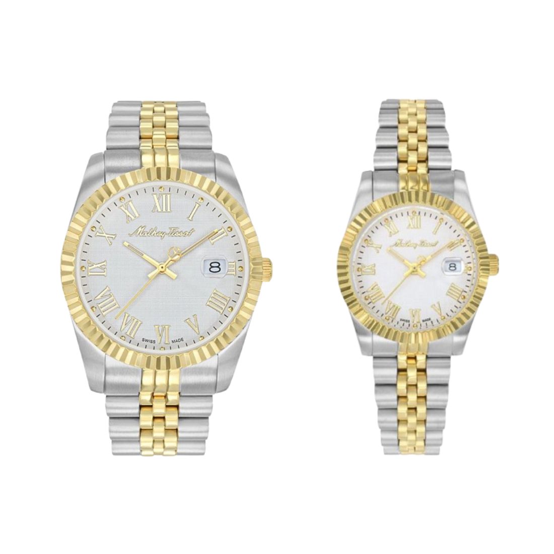 Mathey Tissot Swiss Made Quartz Mathy III Roman White Dial Analog Couples Watches - P810BBR
