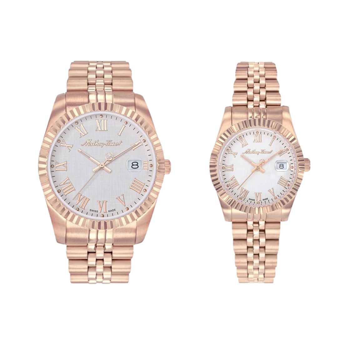 Mathey Tissot Swiss Made Quartz Mathy III Roman White Dial Analog Couples Watches - P810PRA