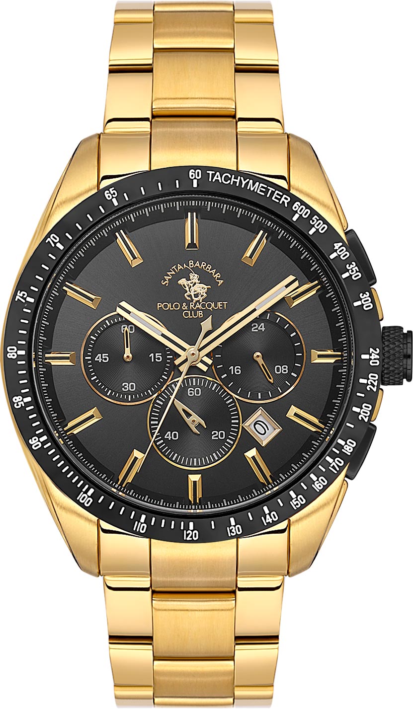 Santa Barbara Polo & Racquet Club Quartz Black Dial Watch - For Gents SB.1.10526-7