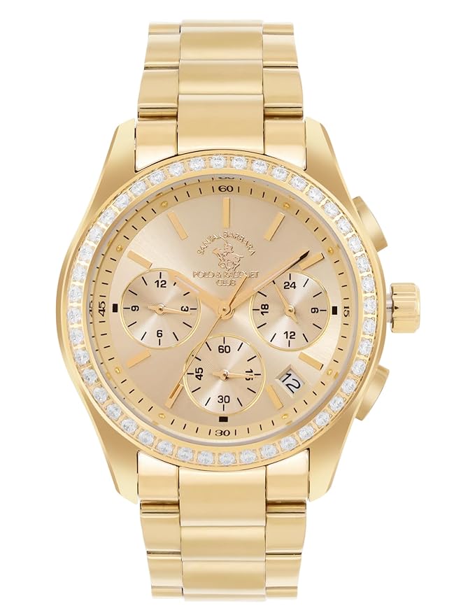 Santa barbara polo & racquet club Analog Gold Dial Women's Watch-SB.1.10555-2