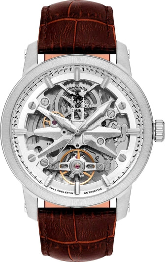 Santa Barbara Polo & Racquet Club Sliver Dial Automatic Gents Watch - SB.1.10564-1