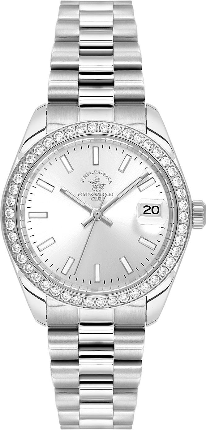 Santa Barbara Polo & Racquet Club Quartz Silver Dial Analog Watch For - Ladies SB.4.10017-1