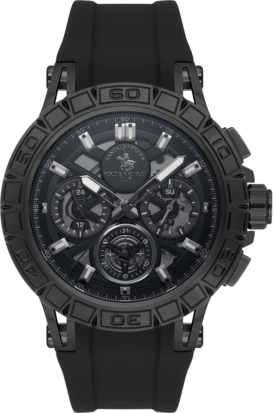 Santa Barbara Polo & Racquet Club Quartz Black Dial Watch - For Gents SB.5.10004-5
