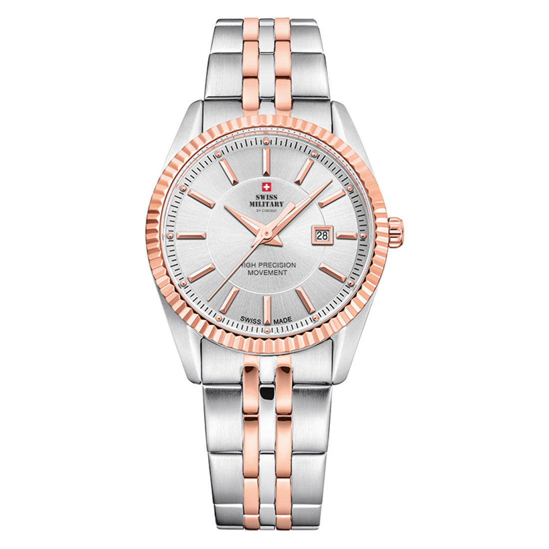 Swiss Military by Chrono Swiss Made Silver Dial Analog Watch for Ladies - SM34066.07