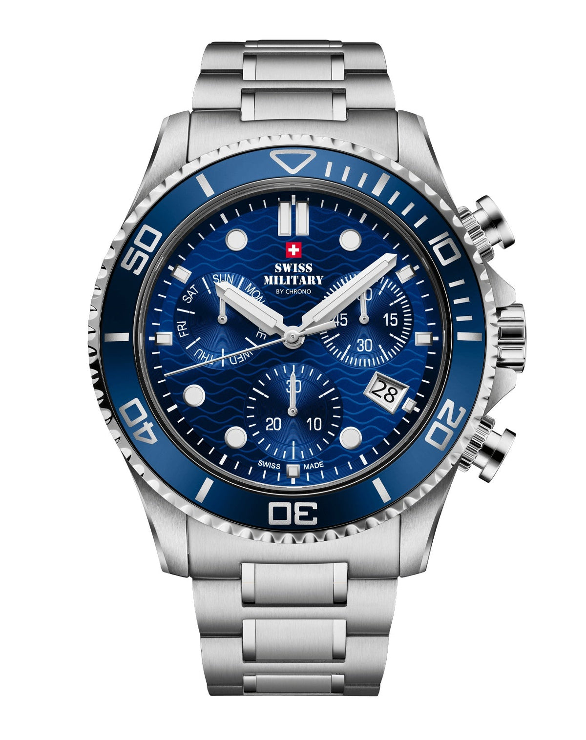 Swiss Military By Chrono Swiss Made The Stylish Military Chronograph Quartz Gents Watch 46mm SM34101.02