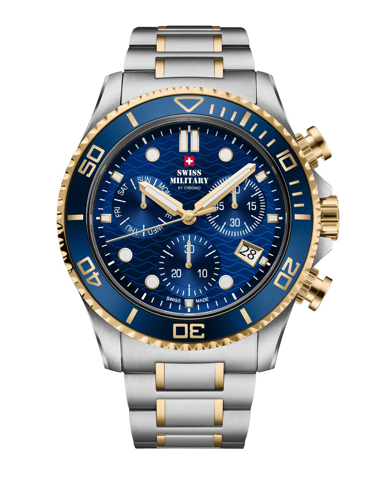Swiss Military By Chrono Swiss Made The Stylish Military Chronograph Quartz Gents Watch 46mm SM34101.04