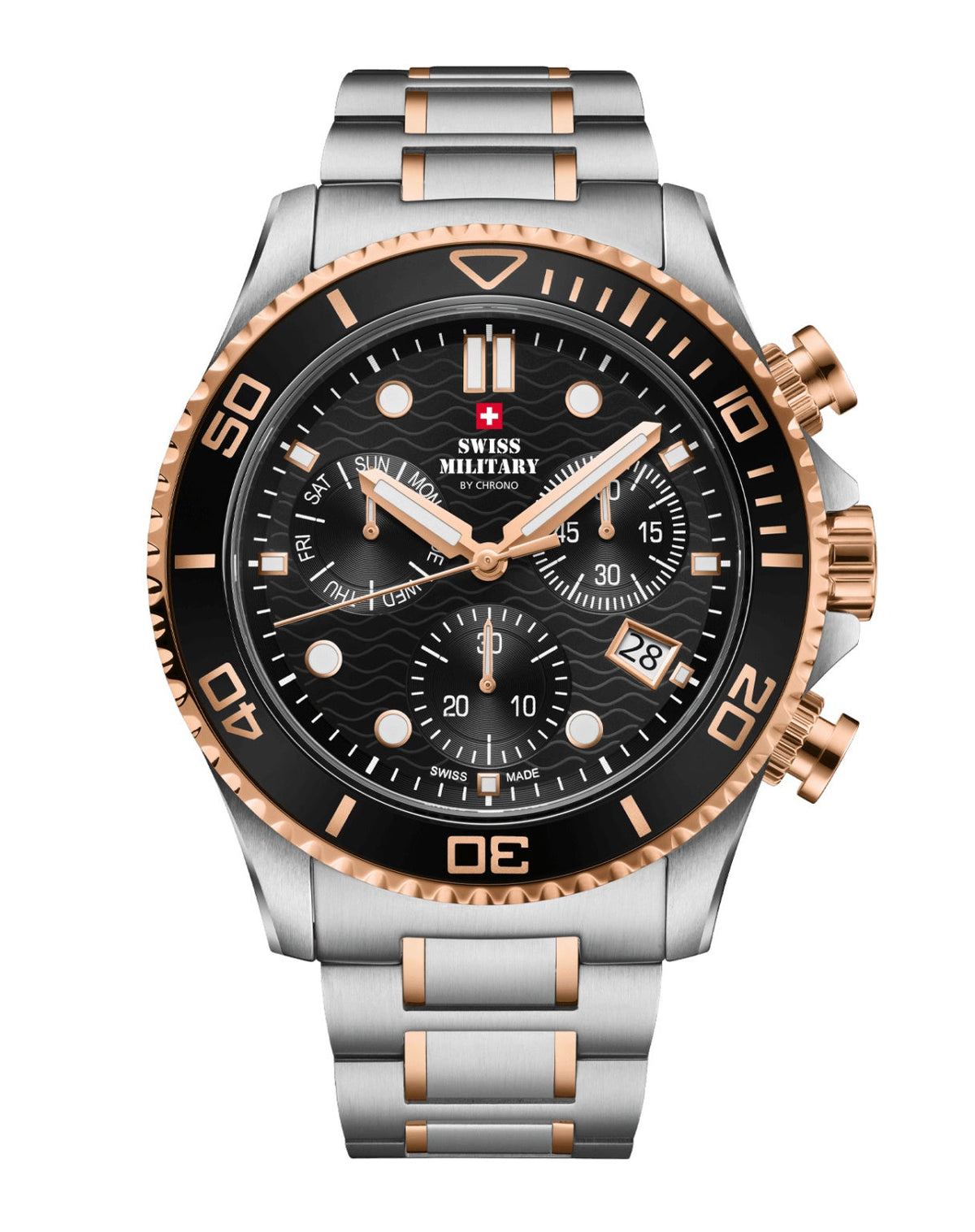 Swiss Military By Chrono Swiss Made The Stylish Military Chronograph Quartz Gents Watch 46mm SM34101.06