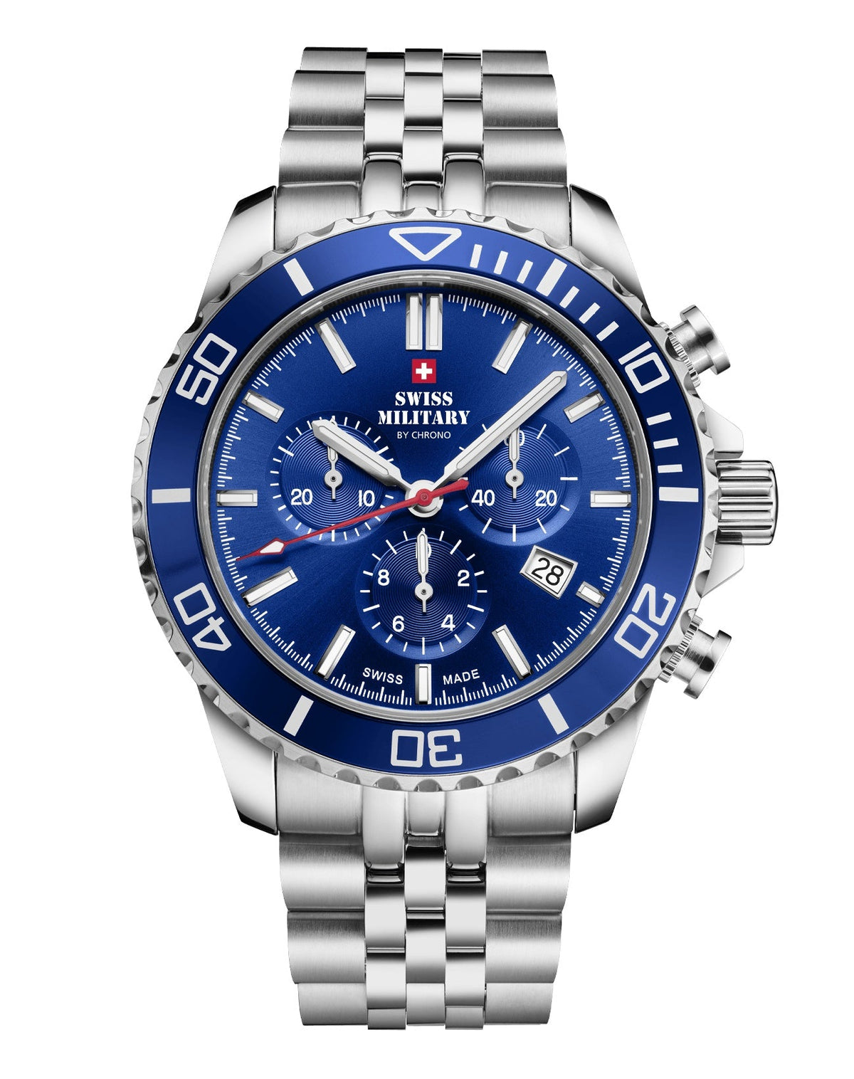 Swiss Military By Chrono Swiss Made Sports Chronograph Quartz Gents Watch 43mm SM34103.02