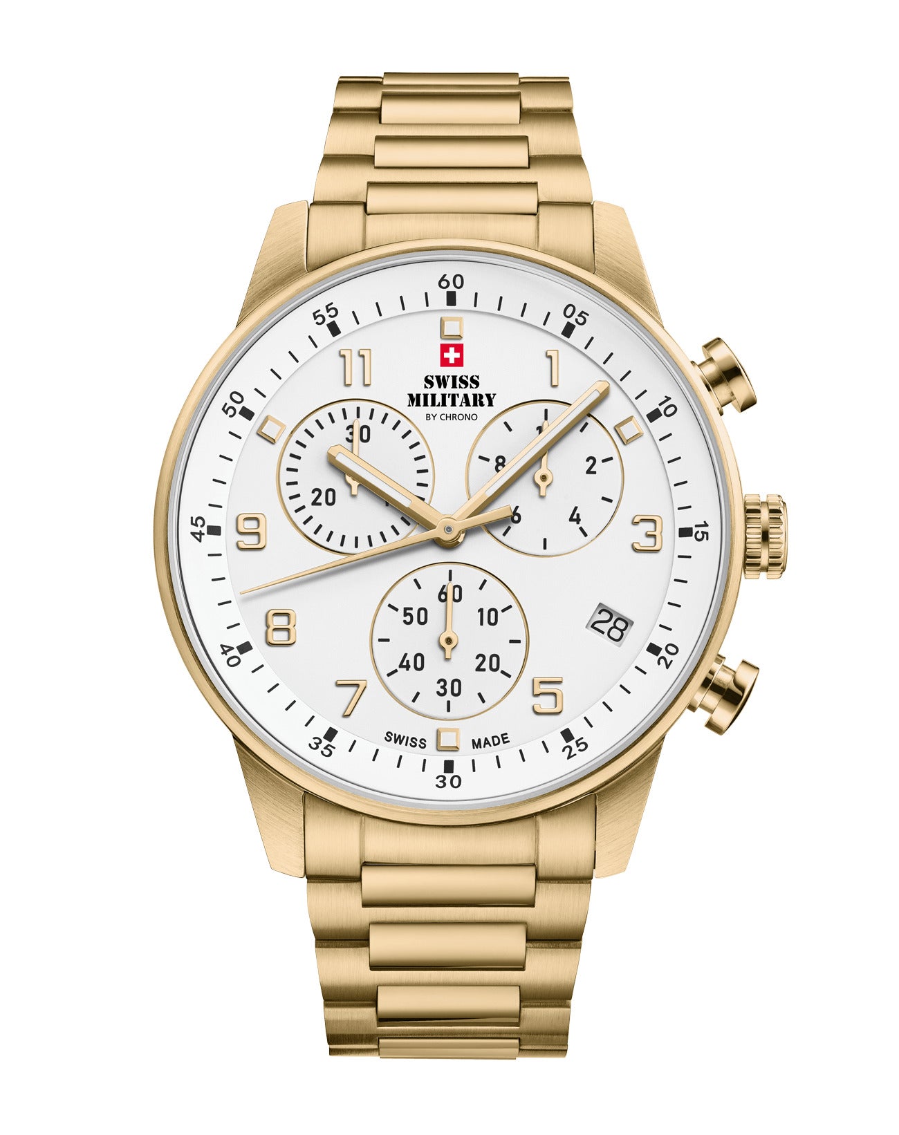 Swiss Military By Chrono Swiss Made Quartz White Dial Analog Watch For Gents - SM34114.06