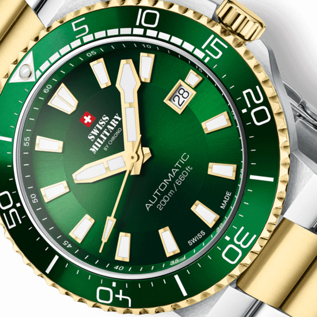 Swiss Military by Chrono Swiss Made Green Dial Analog Watch for Gents - SMA34086.04