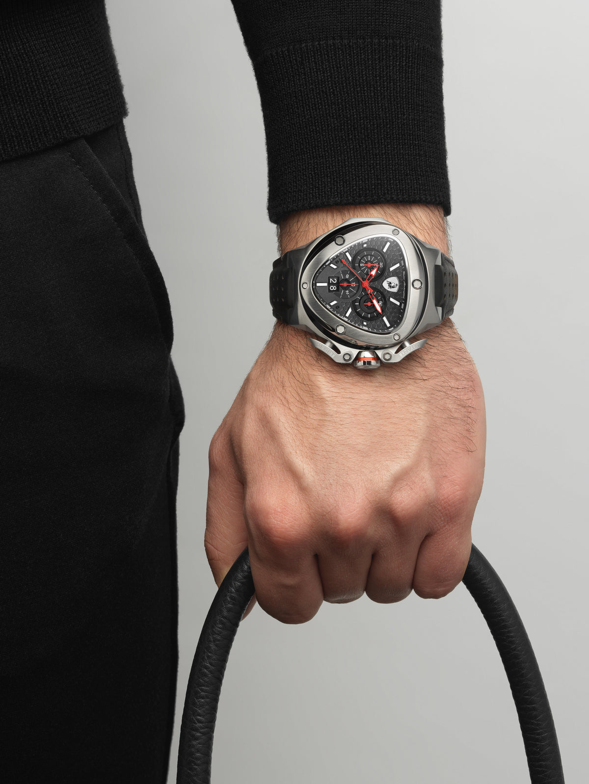 Tonino Lamborghini Spyder Quartz Black Dial Analog Watch For Gents - TL9XD-SS