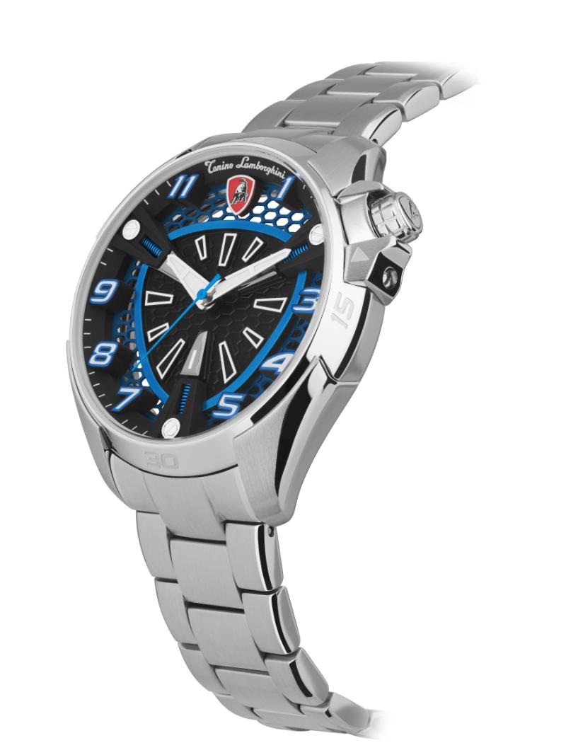 Tonino Lamborghini SHOCK ABS Quartz Blue and Black Dial Analog Watch For Gents - TLABSB-SS-B