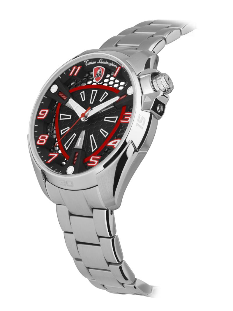 Tonino Lamborghini SHOCK ABS Black With Luminova on hands and Indexes Dial Watch For Men - TLABSR-SS-B