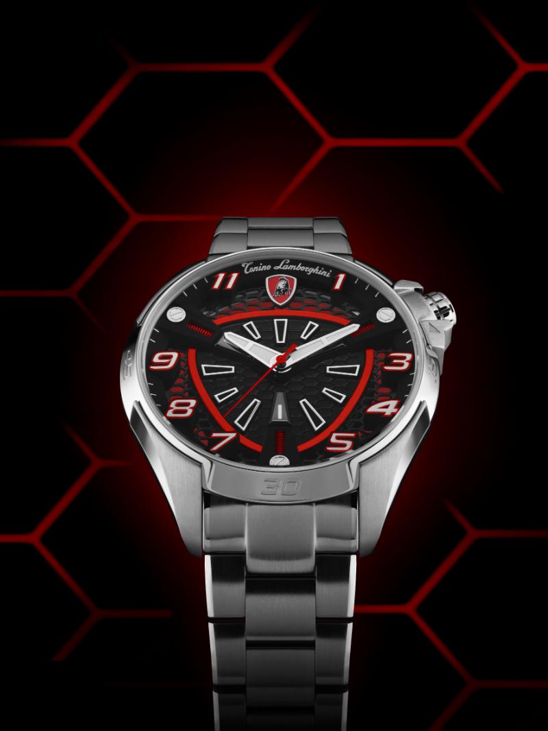 Tonino Lamborghini SHOCK ABS Black With Luminova on hands and Indexes Dial Watch For Men - TLABSR-SS-B