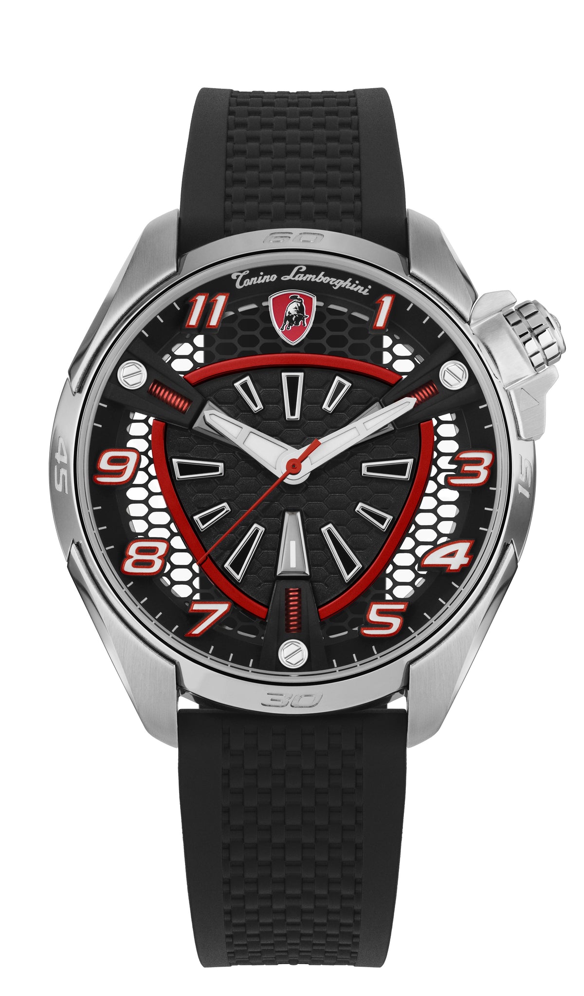 Tonino Lamborghini SHOCK ABS Quartz Black Dial Analog Watch For Gents - TLABSR-SS-R