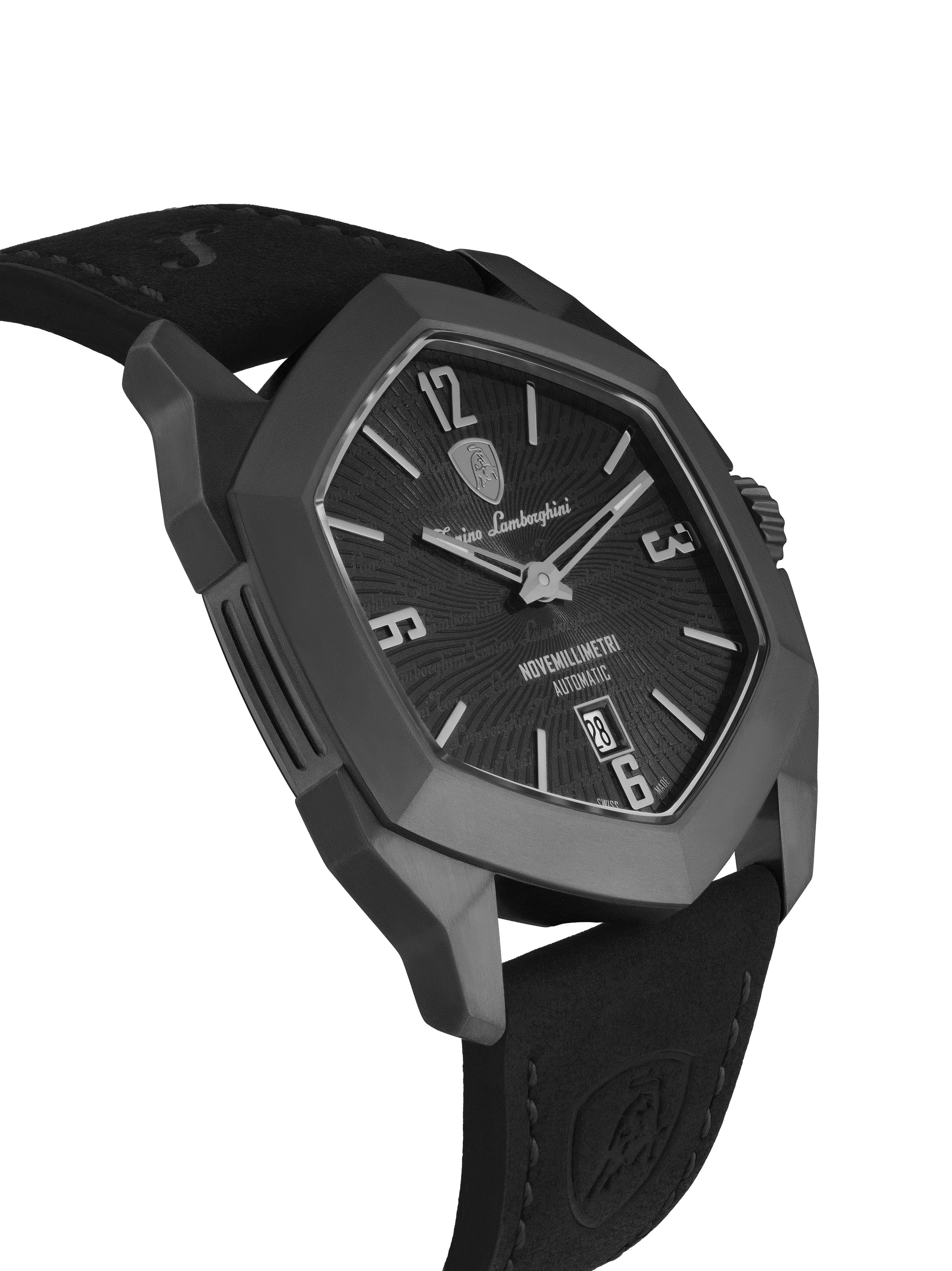 Tonino Lamborghini Novemillimetri Black With Patterned and Laquered dial Watch For Men - TLF-T08-2