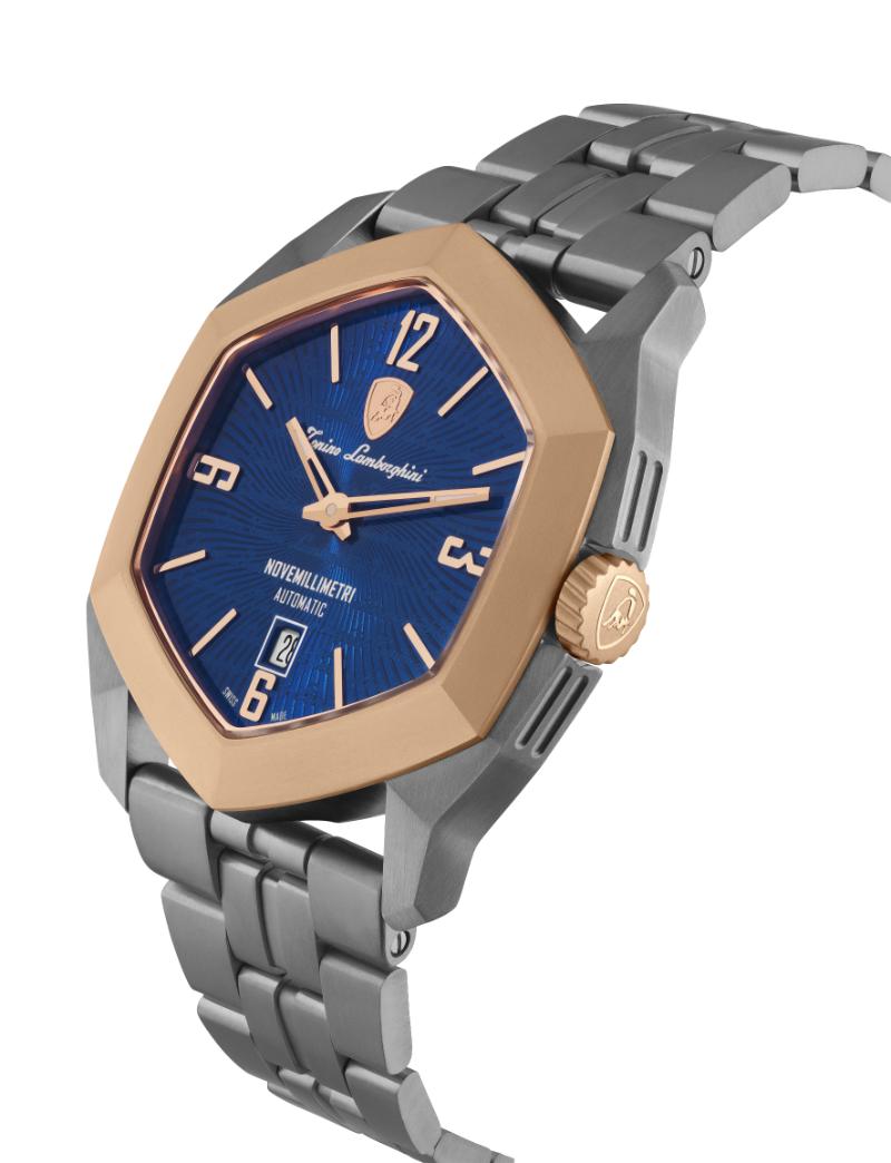 Tonino Lamborghini Swiss Made Novemillimetri Automatic Blue Dial Analog Watch For Gents - TLF-T08-3-B