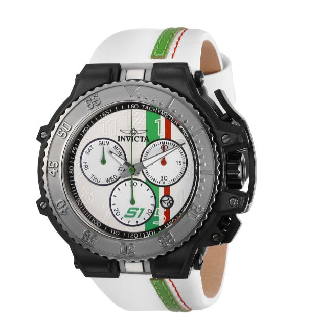 Invicta Leather Analog White Dial Men&