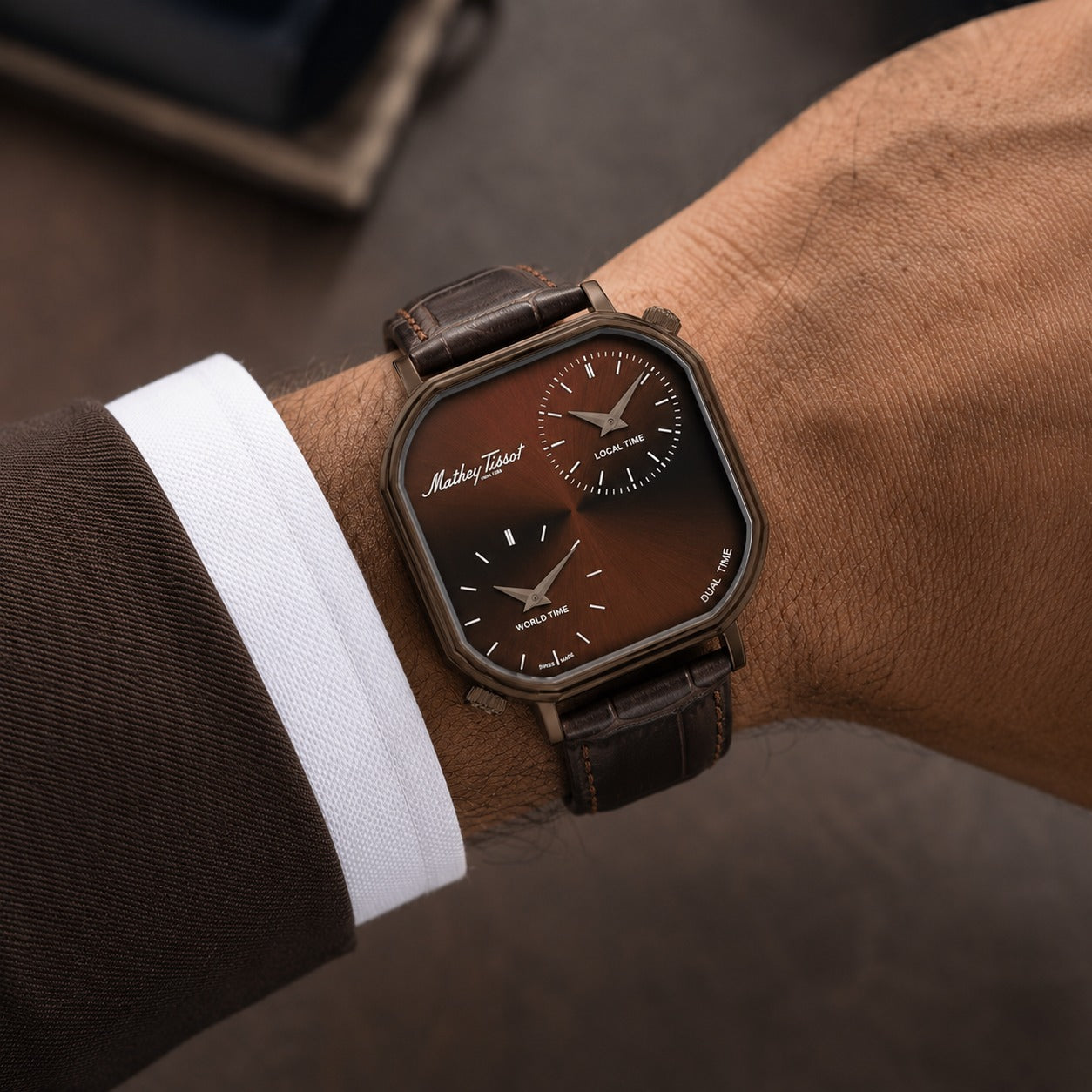 Mathey-Tissot Swiss Made Quartz Brown Dial Analog Watch - Gents H7917DTRLM