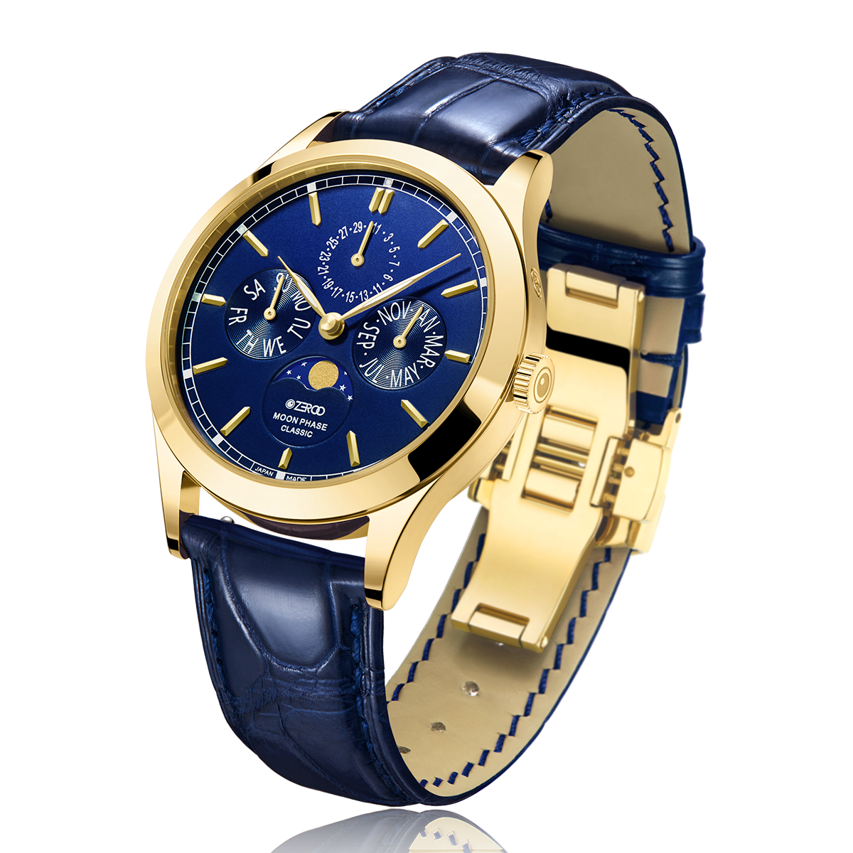 ZEROO C1 CLASSIC MOON PHASEQUARTZ WATCH FOR GENTS - ZC001GBL