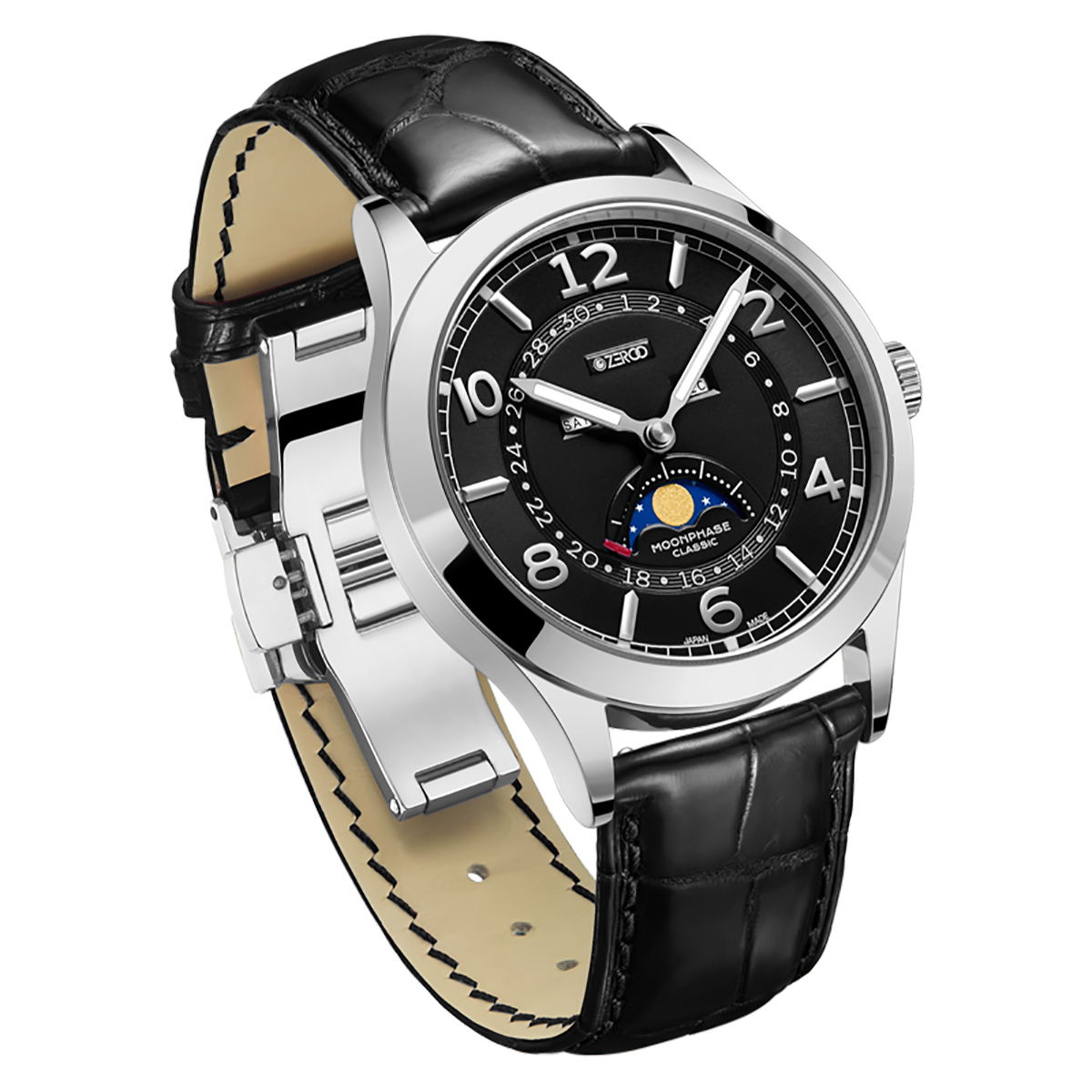 ZEROO C2 THE VIRGO CLASSIC MOONPHASEQUARTZ WATCH FOR MEN - ZC002SBK